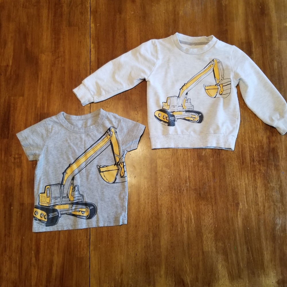 No tags. 2 or 3 T boys excavator short sleeve shirt and sweater.